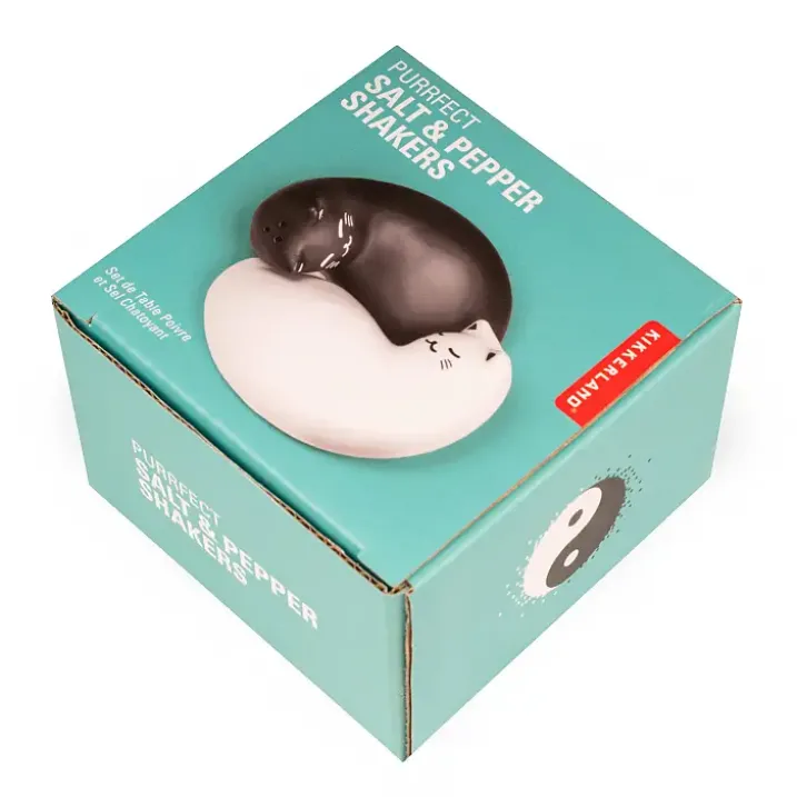 Salero y pimentero con forma de gatos ying y yang
