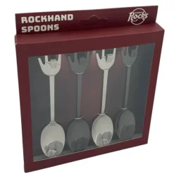 Set de 4 cucharas de café con forma de manos rockeras