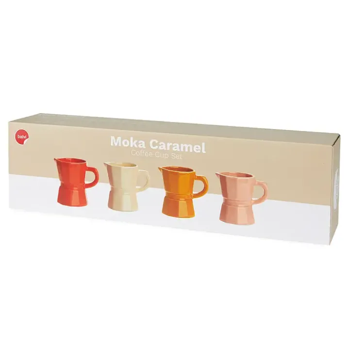 Set de tazas de café con forma de cafetera