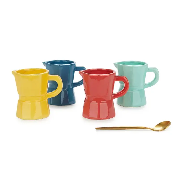 Set de tazas de café con forma de cafetera