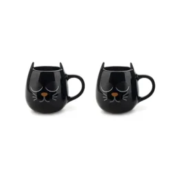 Set de 2 tazas de café termosensibles en forma de gato