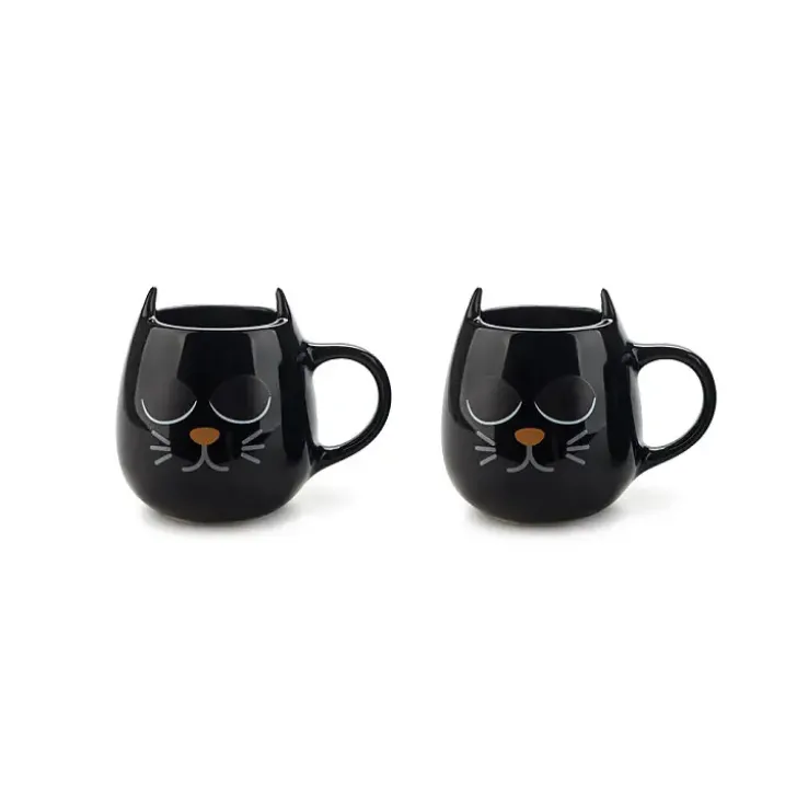 Set de 2 tazas de café termosensibles en forma de gato