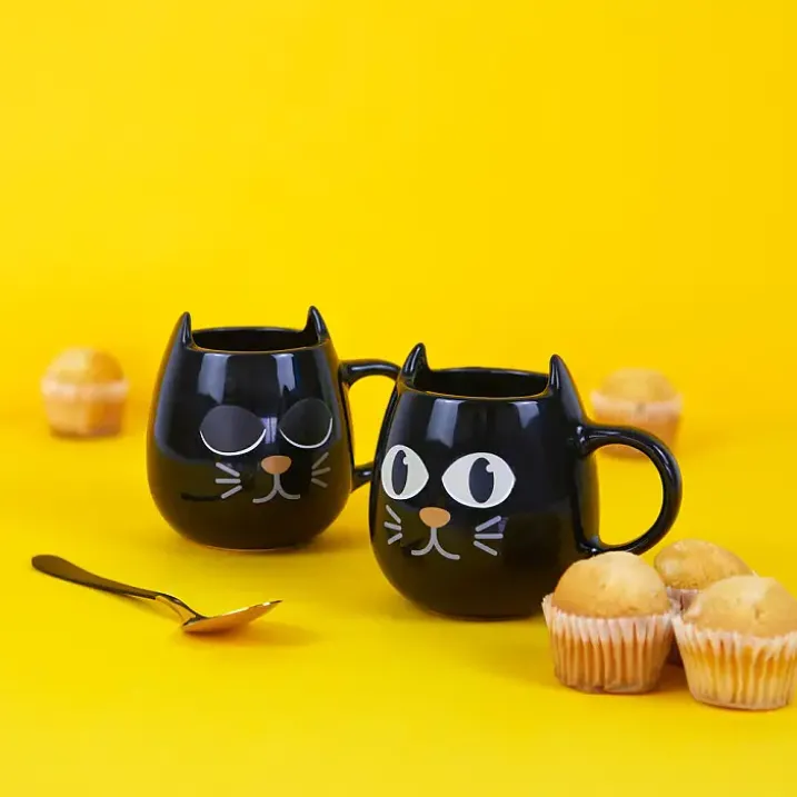 Set de 2 tazas de café termosensibles en forma de gato