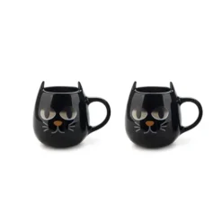 Set de 2 tazas de café termosensibles en forma de gato