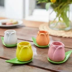 Set tazas café con forma de tulipán