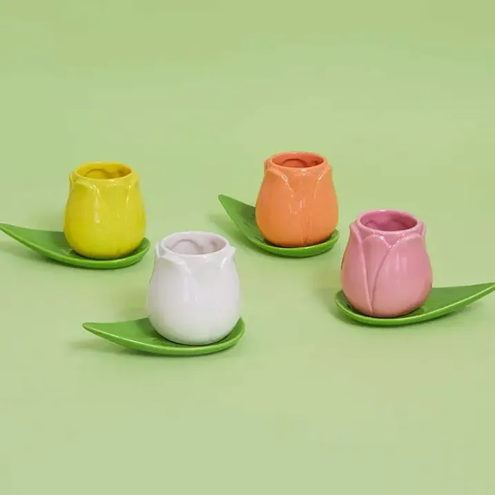 Set tazas café con forma de tulipán
