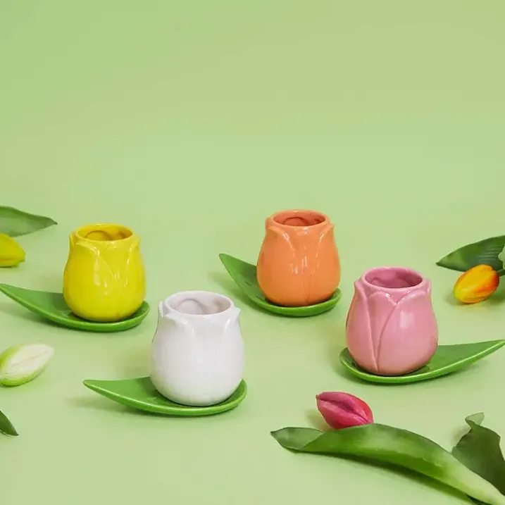 Set tazas café con forma de tulipán