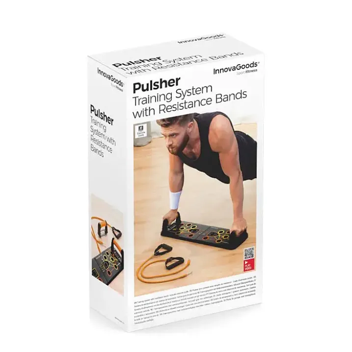 Tabla de flexiones push-up con bandas de resistencia