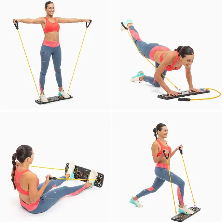 Tabla de flexiones push-up con bandas de resistencia