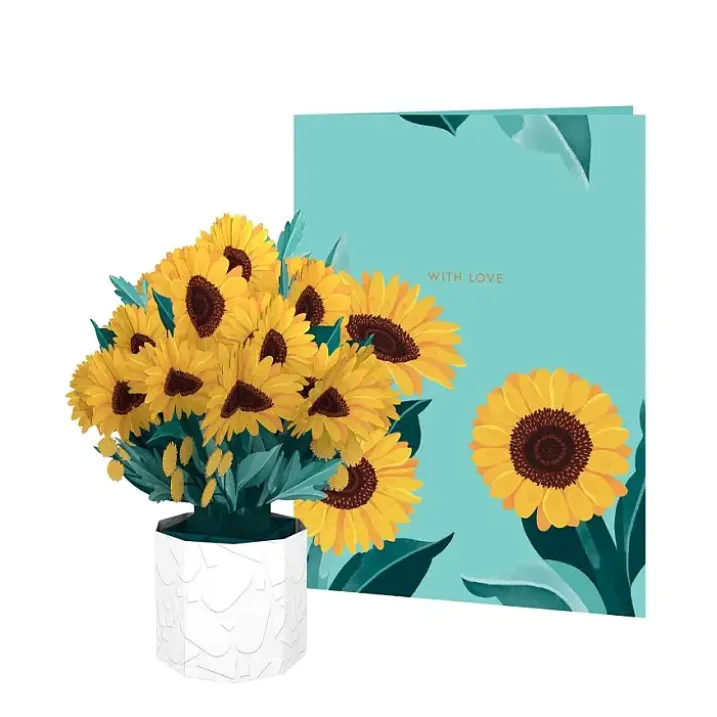 Tarjeta con mini ramo de flores de papel tridimensional