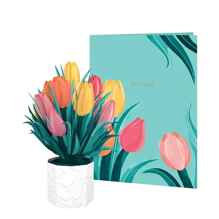 Tarjeta con mini ramo de flores de papel tridimensional
