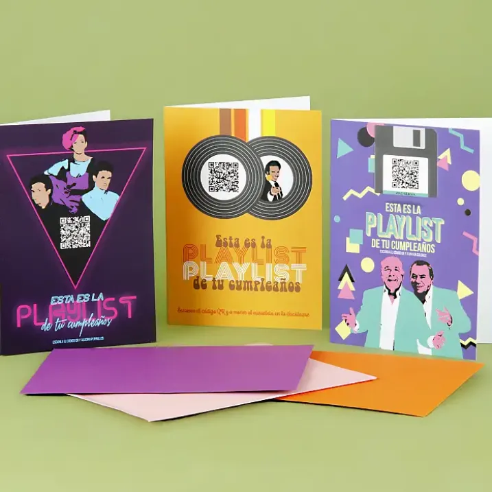 Tarjetas de cumpleaños con playlist Te quedaste en...