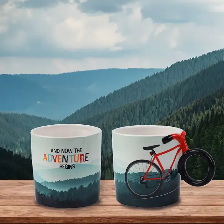 Taza con bicicleta en 3D