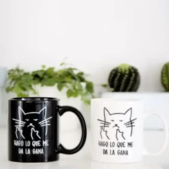 Taza con gato macarra