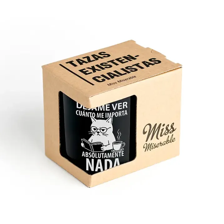 Taza con gato pasota: Déjame ver cuánto me importa
