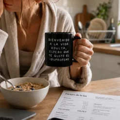 Taza con mensaje Bienvenido a la vida adulta