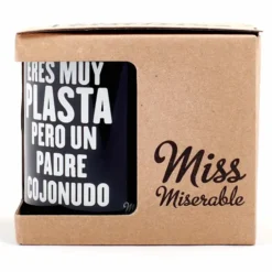 Taza con mensaje Eres muy plasta, pero un padre cojonudo