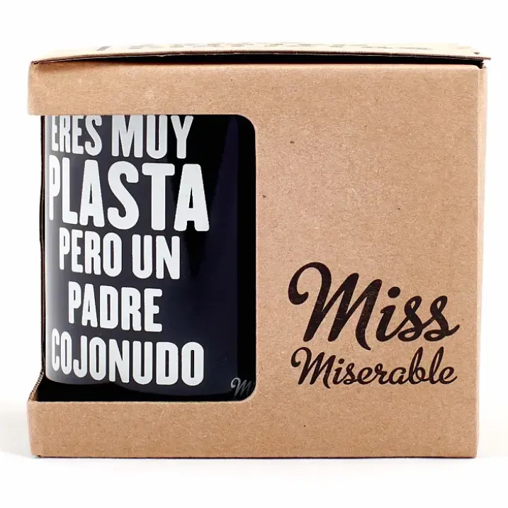 Taza con mensaje Eres muy plasta, pero un padre cojonudo