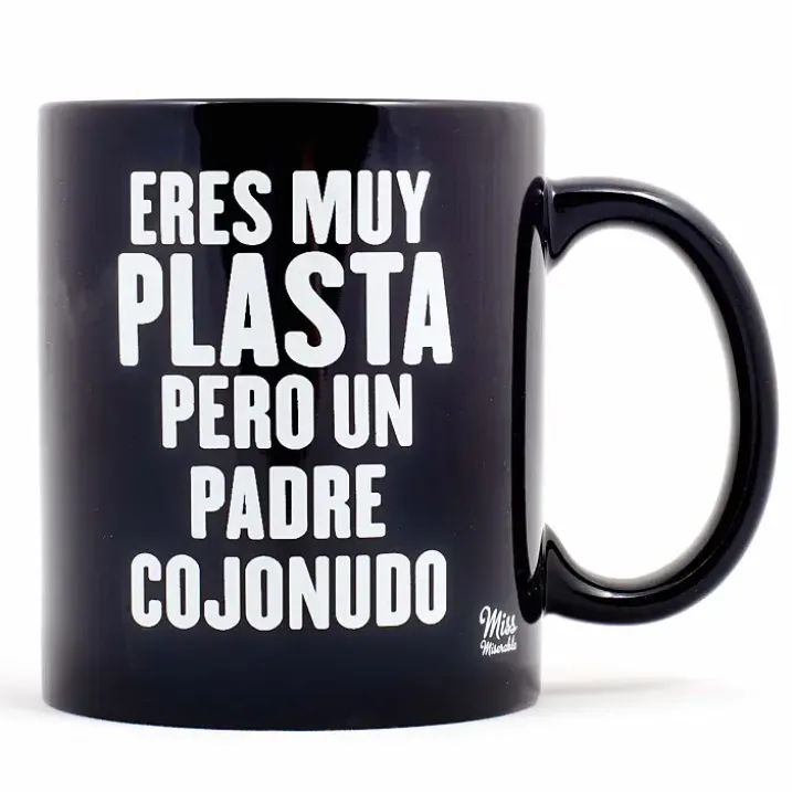 Taza con mensaje Eres muy plasta, pero un padre cojonudo