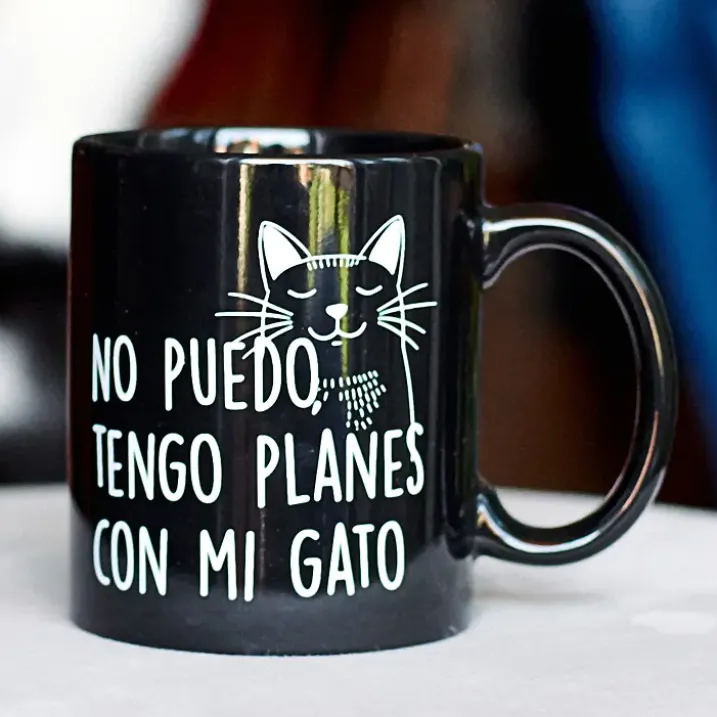 Taza con mensaje No puedo tengo planes con mi gato
