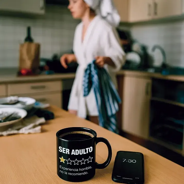 Taza con mensaje Ser adulto: Experiencia horrible, no la recomiendo