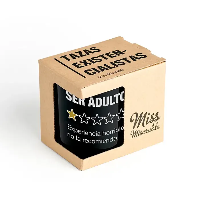 Taza con mensaje Ser adulto: Experiencia horrible, no la recomiendo