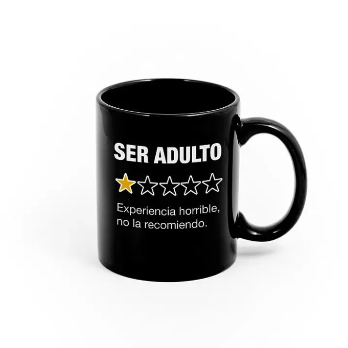 Taza con mensaje Ser adulto: Experiencia horrible, no la recomiendo