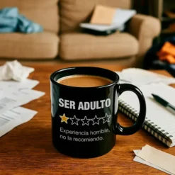 Taza con mensaje Ser adulto: Experiencia horrible, no la recomiendo