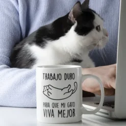 Taza con mensaje Trabajo duro...