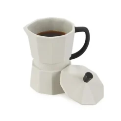 Taza con tapa en forma de cafetera italiana