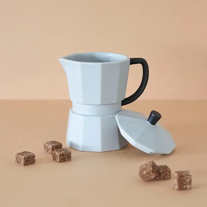 Taza con tapa en forma de cafetera italiana