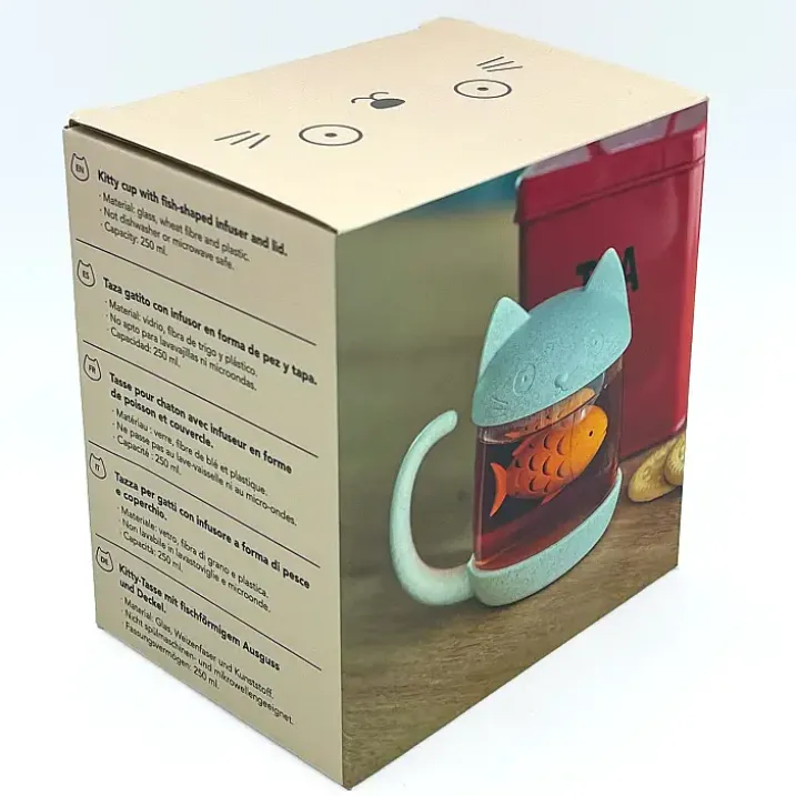 Taza de té en forma de gatito con pez infusor