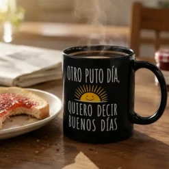 Taza Otro p*** día, quiero decir Buenos días
