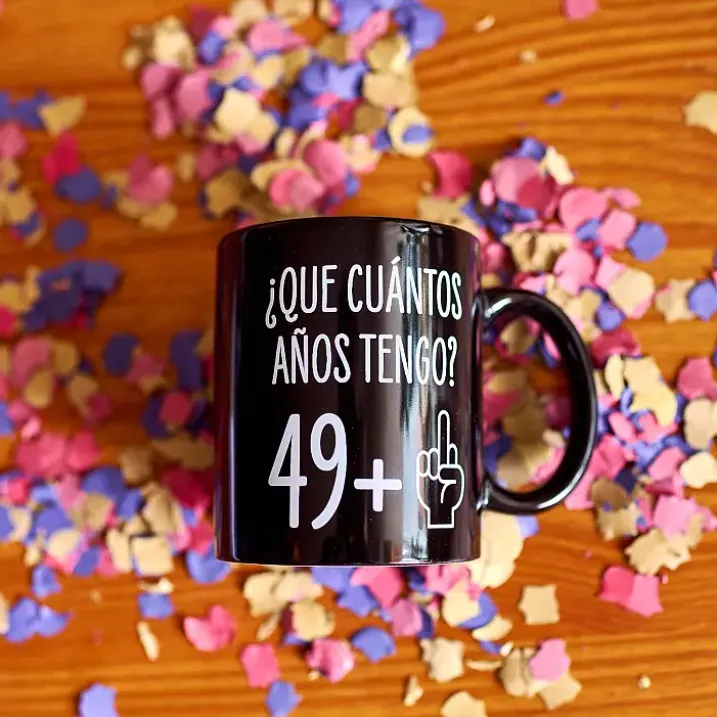 Taza para 50 cumpleaños ¿Que cuántos años tengo? 49+1