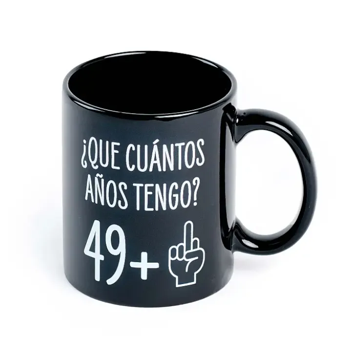 Taza para 50 cumpleaños ¿Que cuántos años tengo? 49+1