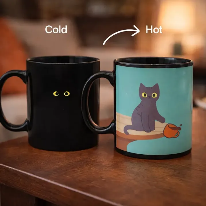 Taza que cambia de color con gatito travieso