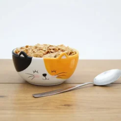 Tazón de desayuno en forma de gato