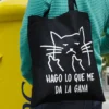 Tote bag con gato macarra