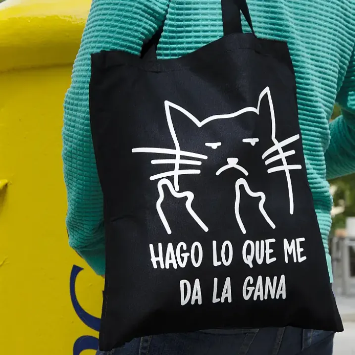 Tote bag con gato macarra