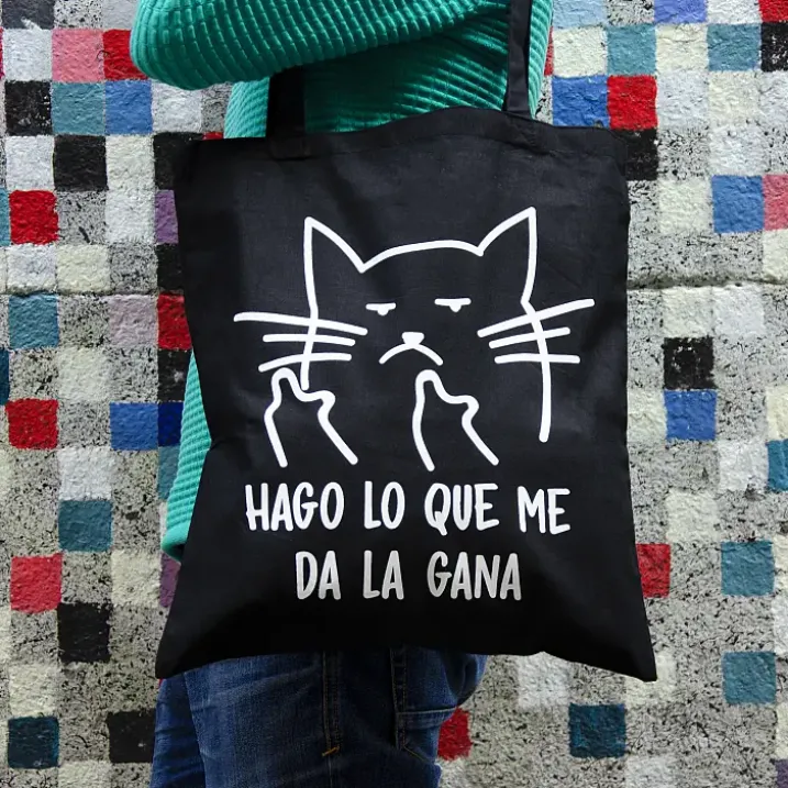Tote bag con gato macarra