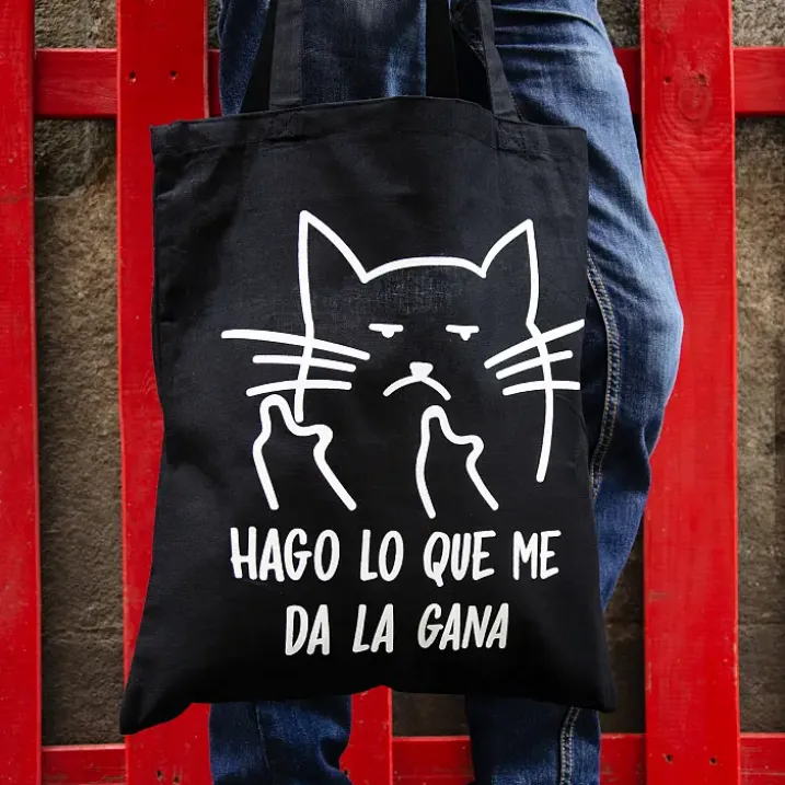 Tote bag con gato macarra