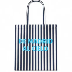 Tote bag de rayas con mensaje De Madrid al cielo