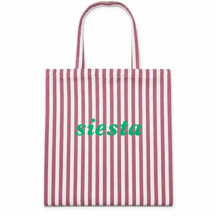 Tote bag de rayas con mensaje Siesta