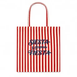 Tote bag de rayas con mensaje Siesta y después fiesta