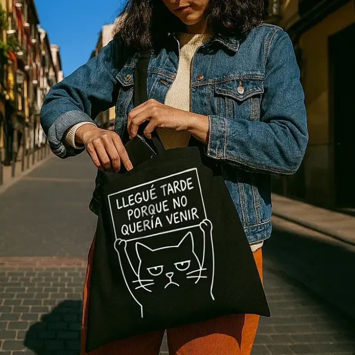 Tote bag Llegué tarde porque no quería venir