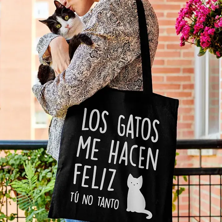 Tote bag Los gatos me hacen feliz tú no tanto