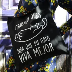 Tote bag Trabajo duro para que mi gato viva mejor